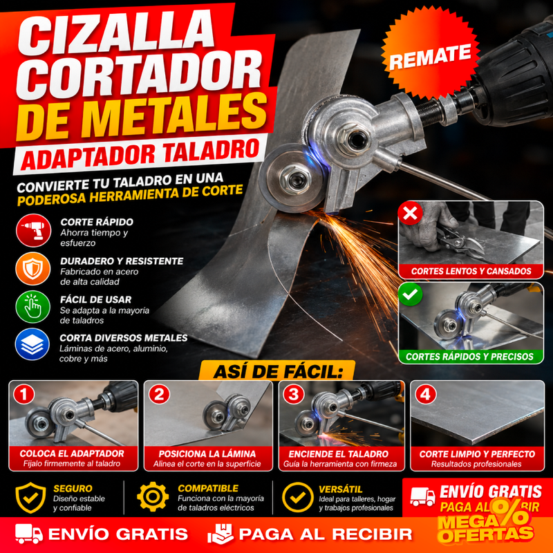 Adaptador de Taladro a Cizalla Cortadora de Metal