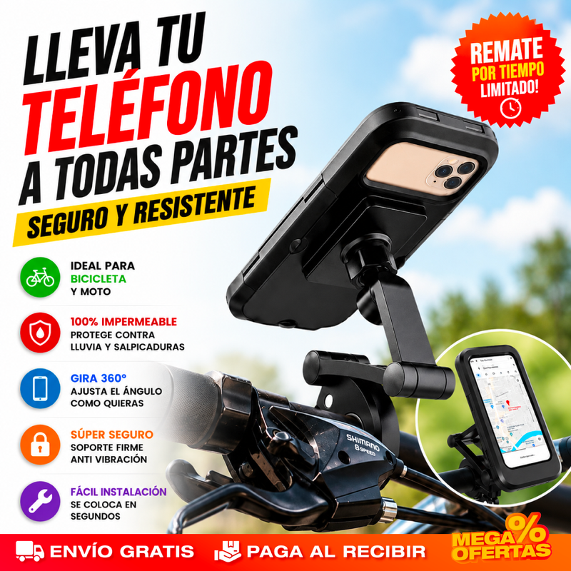 SOPORTE DE TELÉFONO IMPERMEABLE PARA MOTOS Y BICICLETAS